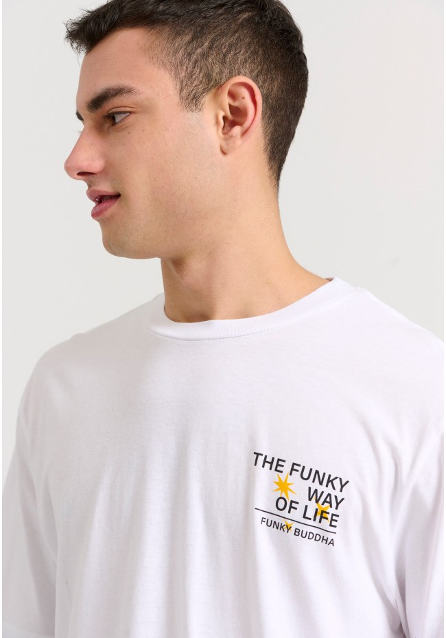 Relaxed fit t-shirt με abstract τύπωμα στην πλάτη