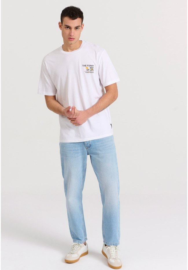 Relaxed fit t-shirt με abstract τύπωμα στην πλάτη