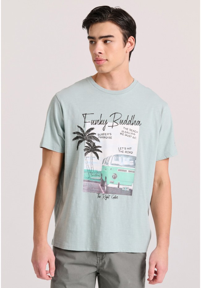 T-shirt με τύπωμα σε vintage look