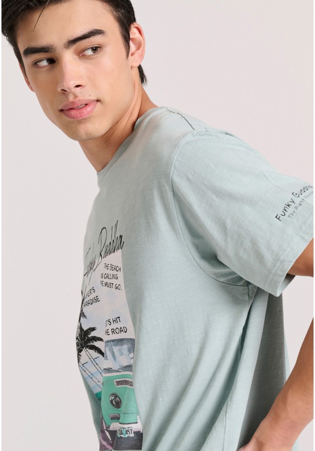 T-shirt με τύπωμα σε vintage look