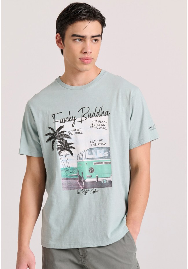 T-shirt με τύπωμα σε vintage look