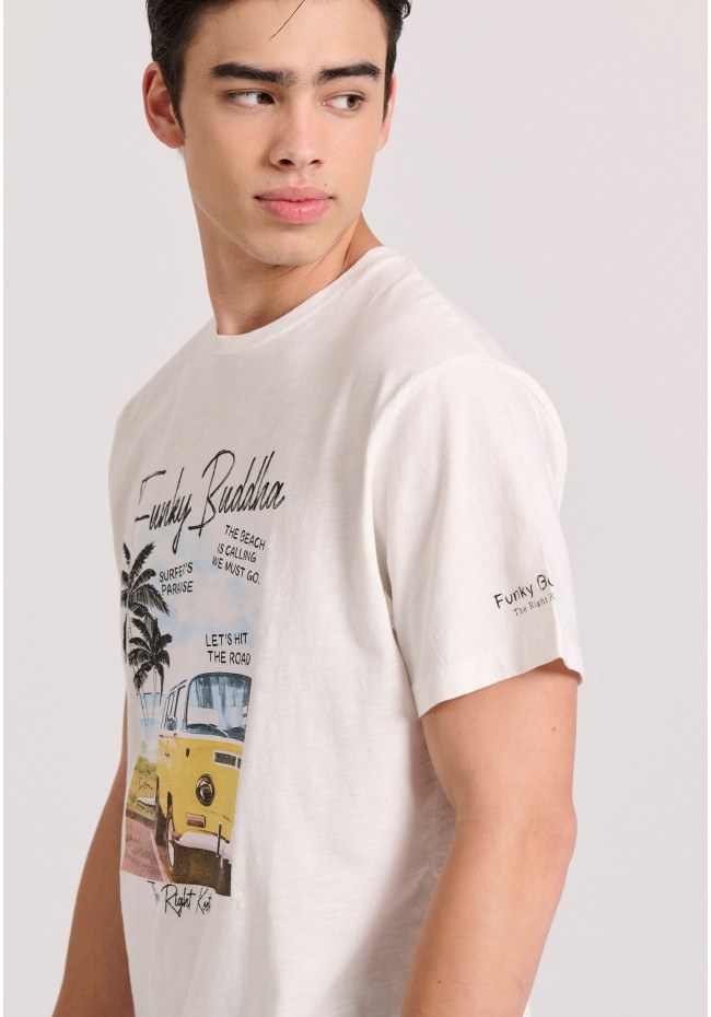 T-shirt με τύπωμα σε vintage look