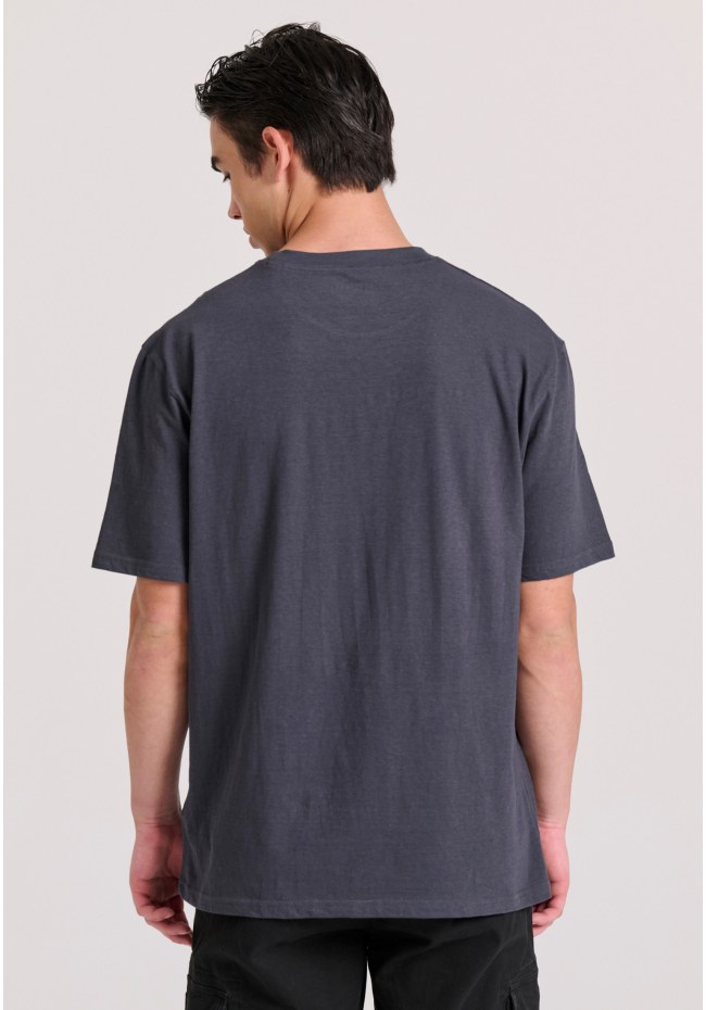 Relaxed fit linen blend μονόχρωμο t-shirt