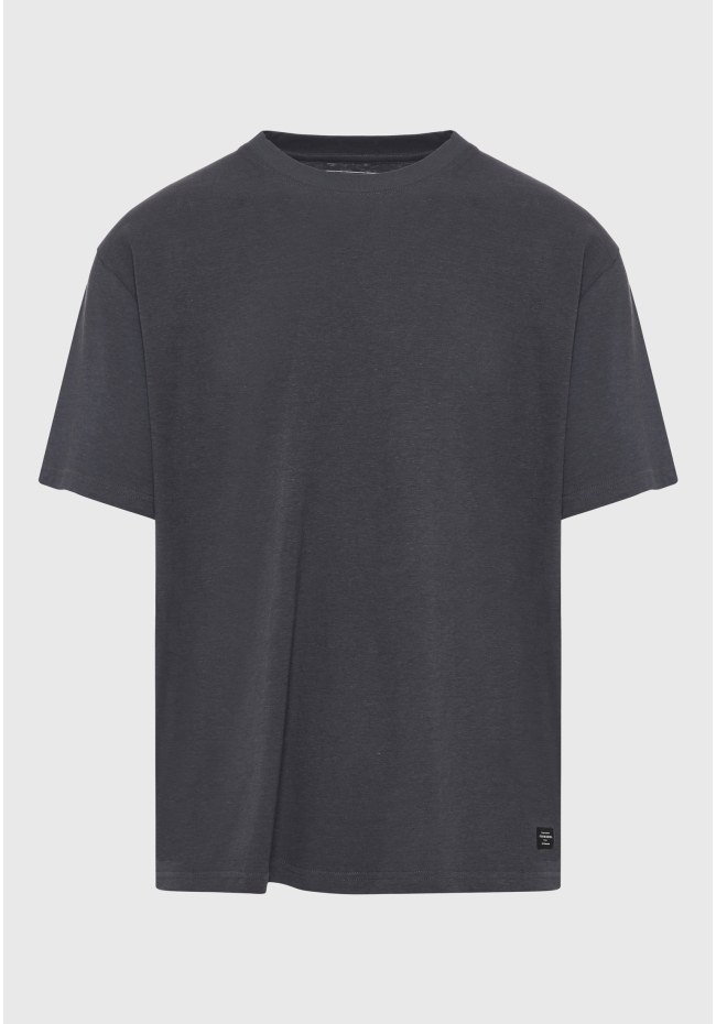 Relaxed fit linen blend μονόχρωμο t-shirt