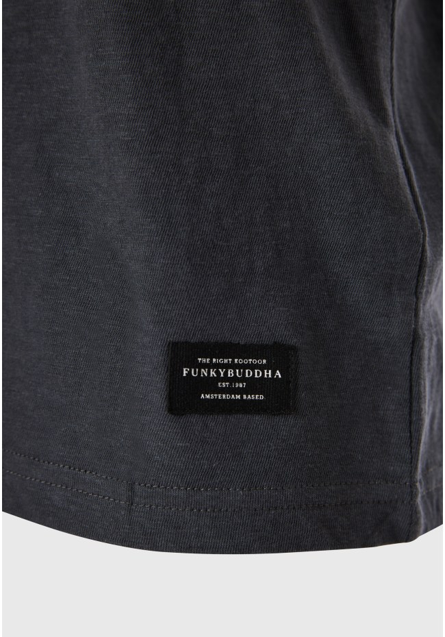 Relaxed fit linen blend μονόχρωμο t-shirt