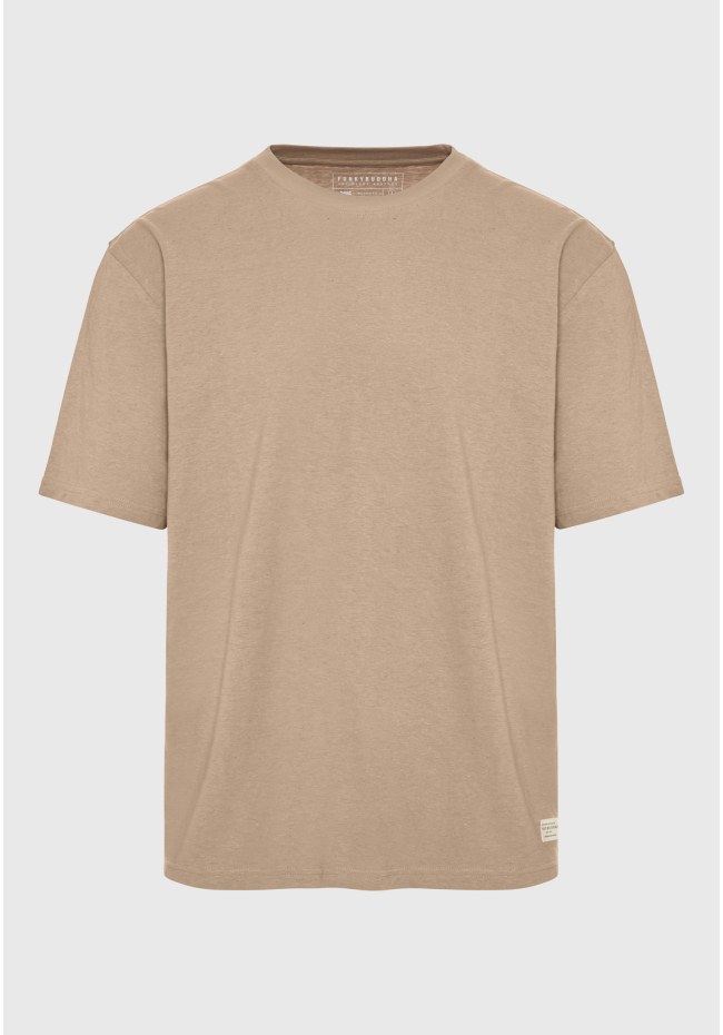 Relaxed fit linen blend μονόχρωμο t-shirt