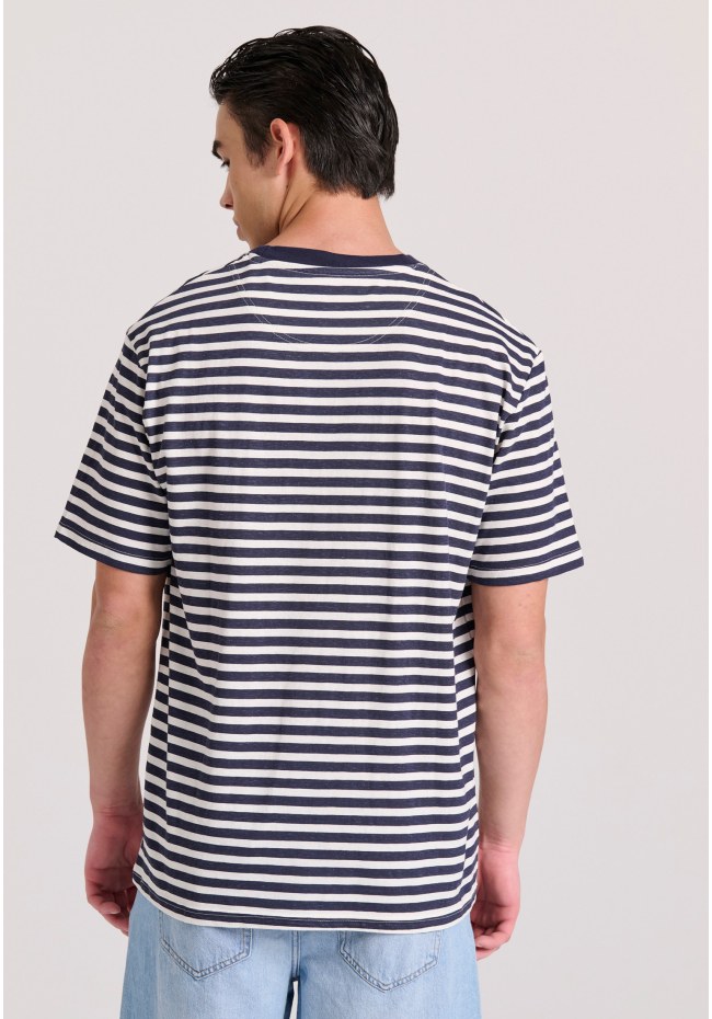 Relaxed fit linen blend ριγέ t-shirt