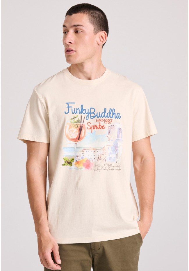 T-shirt με vintage coctail τύπωμα