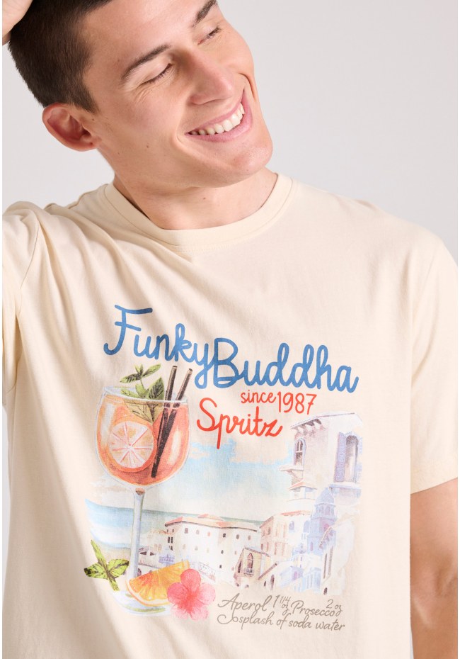 T-shirt με vintage coctail τύπωμα