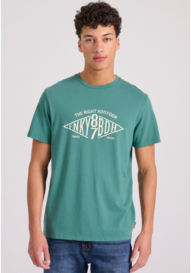 T-shirt with branded text artwork print