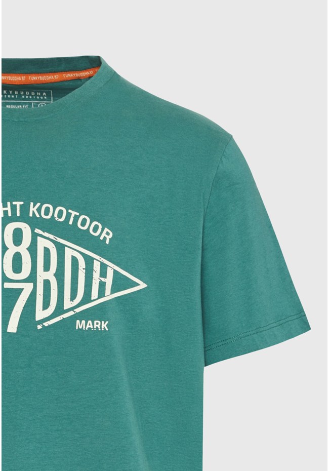 T-shirt with branded text artwork print