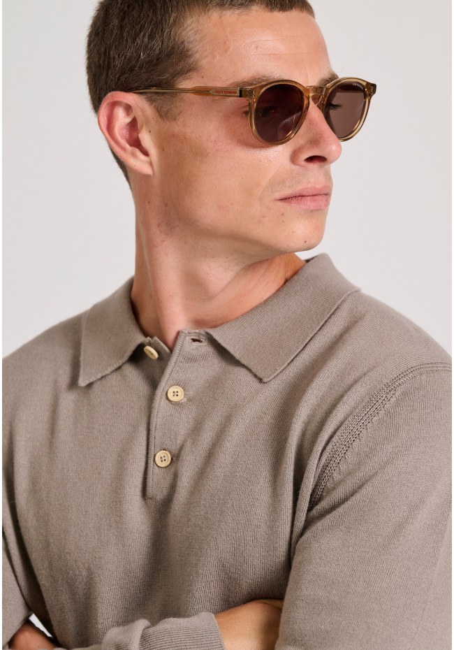 Men's knitted cashmere blend polo shirt