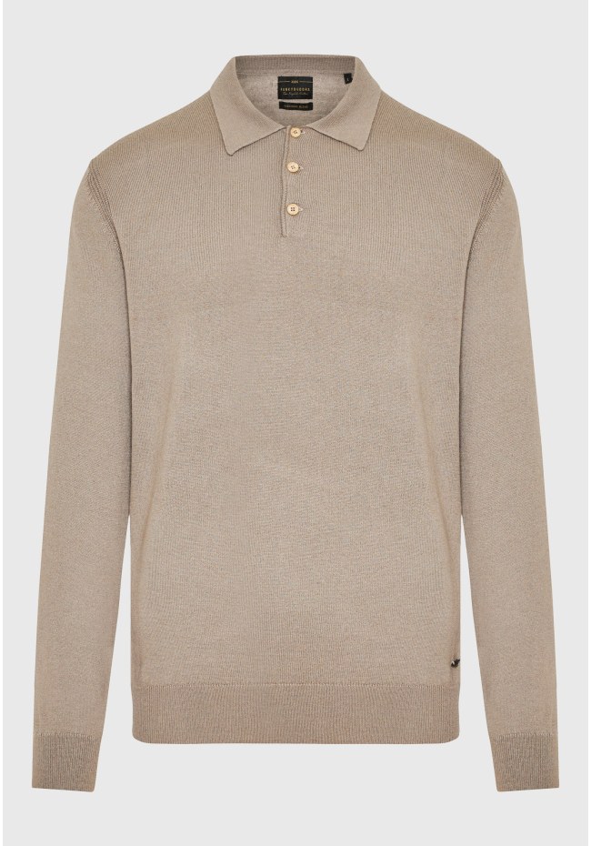 Men's knitted cashmere blend polo shirt