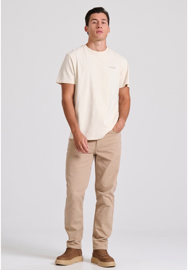 Loose tapered fit casual παντελόνι σε ζακάρ ύφανση