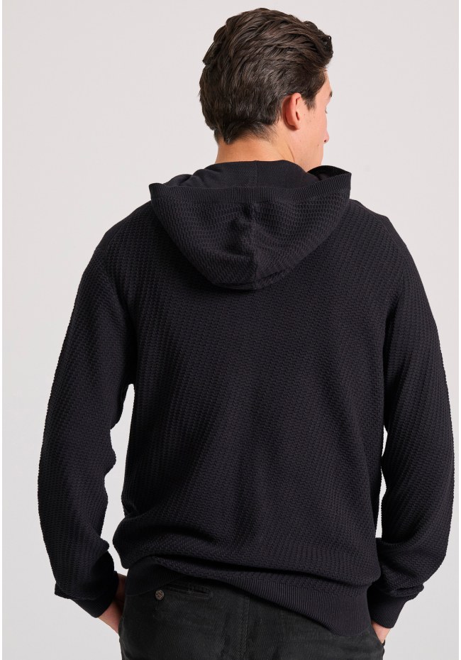 Relaxed fit ζακέτα με ανάγλυφη υφή και κουκούλα