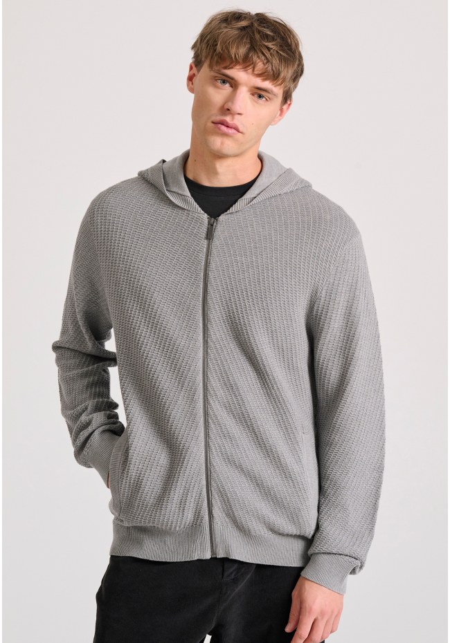 Relaxed fit ζακέτα με ανάγλυφη υφή και κουκούλα