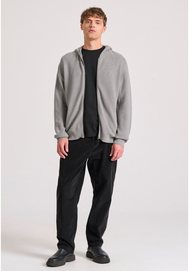 Relaxed fit ζακέτα με ανάγλυφη υφή και κουκούλα