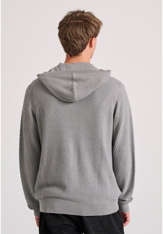 Relaxed fit ζακέτα με ανάγλυφη υφή και κουκούλα