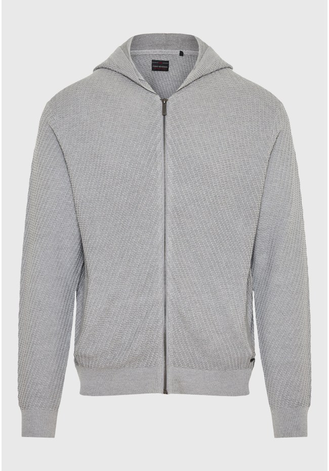 Relaxed fit ζακέτα με ανάγλυφη υφή και κουκούλα