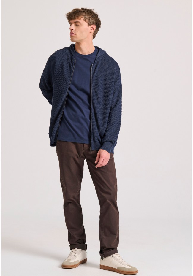 Relaxed fit ζακέτα με ανάγλυφη υφή και κουκούλα