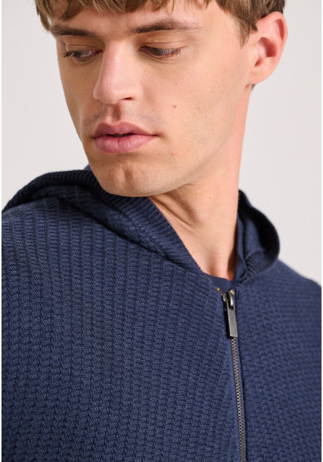 Relaxed fit ζακέτα με ανάγλυφη υφή και κουκούλα