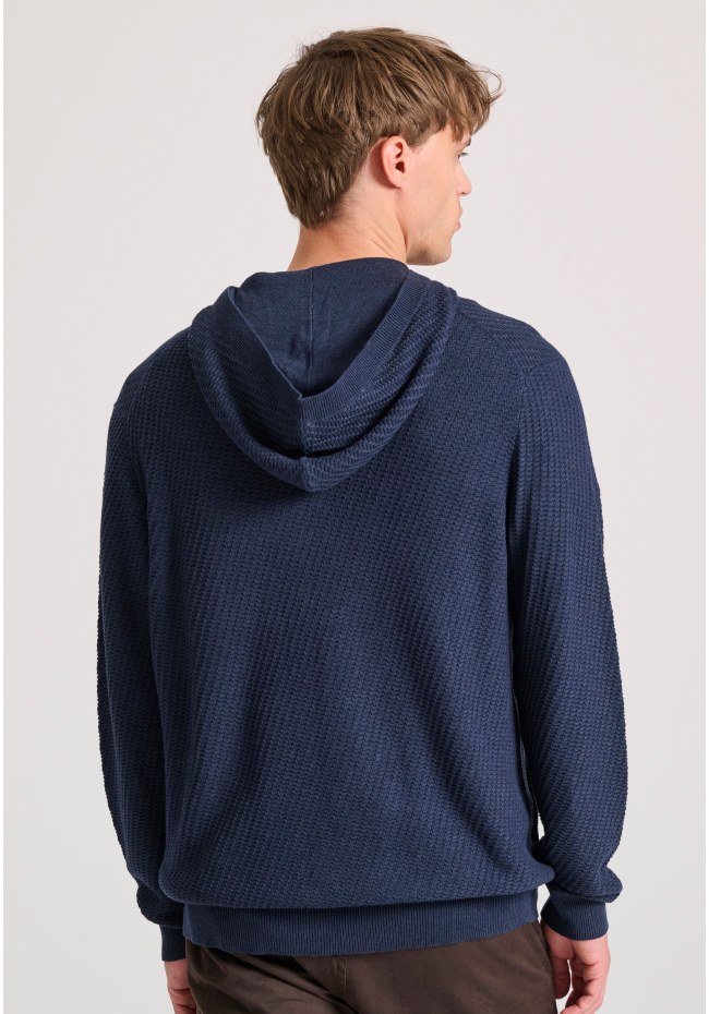 Relaxed fit ζακέτα με ανάγλυφη υφή και κουκούλα