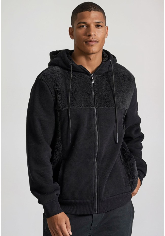 Oversized φούτερ ζακέτα με εσωτερική επένδυση