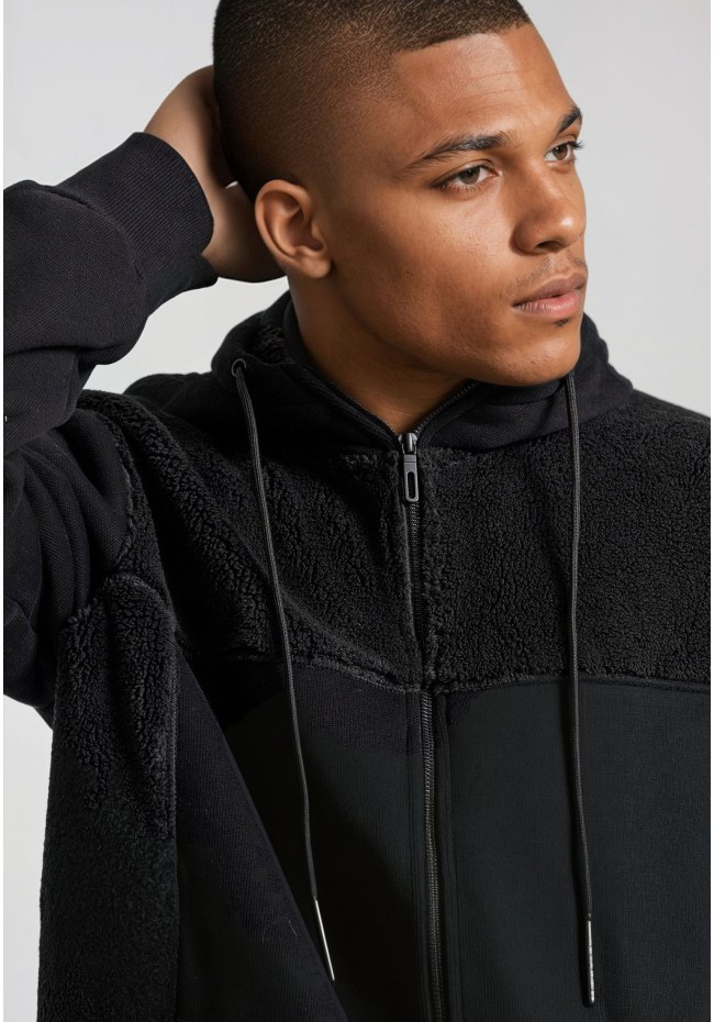 Oversized φούτερ ζακέτα με εσωτερική επένδυση