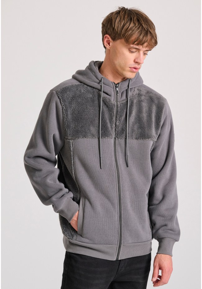 Oversized φούτερ ζακέτα με εσωτερική επένδυση