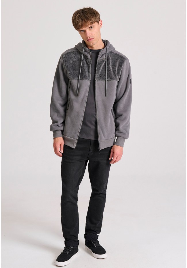 Oversized φούτερ ζακέτα με εσωτερική επένδυση