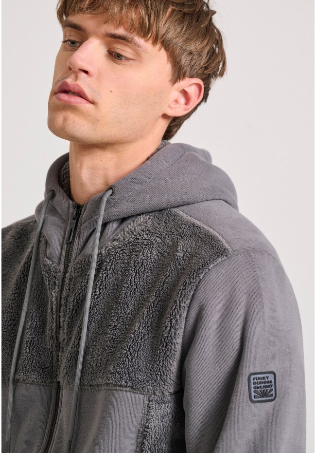 Oversized φούτερ ζακέτα με εσωτερική επένδυση