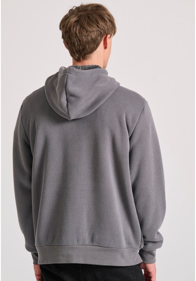 Oversized φούτερ ζακέτα με εσωτερική επένδυση