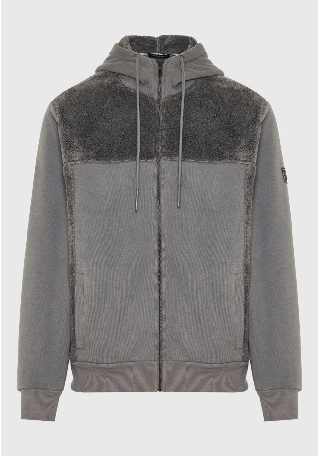 Oversized φούτερ ζακέτα με εσωτερική επένδυση