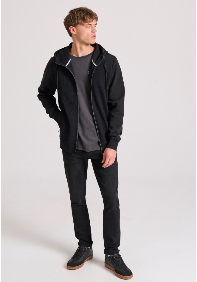 Men's zip-up hoodie with wafle weaving