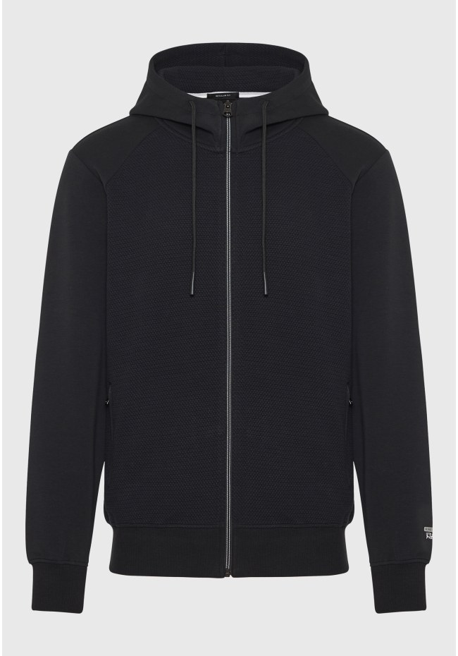 Men's zip-up hoodie with wafle weaving