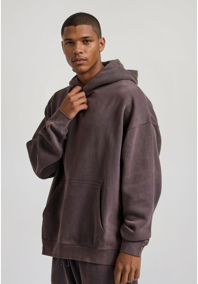 Oversized garment dyed φούτερ με κουκούλα
