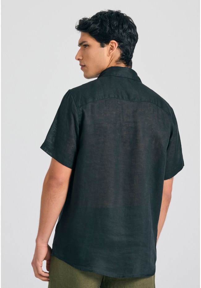 Garment dyed κοντομάνικο λινό πουκάμισο - The essentials