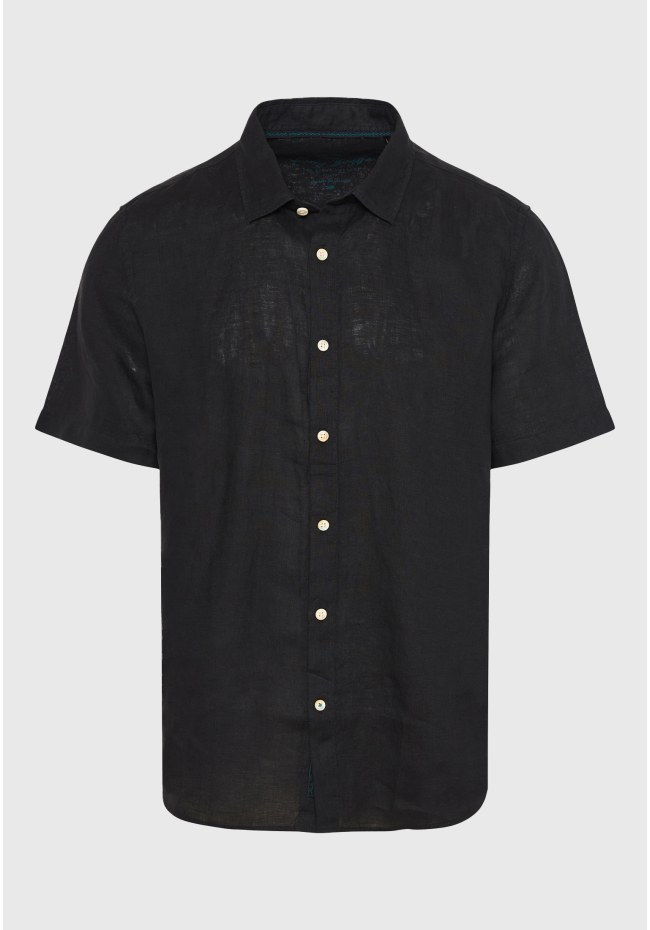 Garment dyed κοντομάνικο λινό πουκάμισο - The essentials