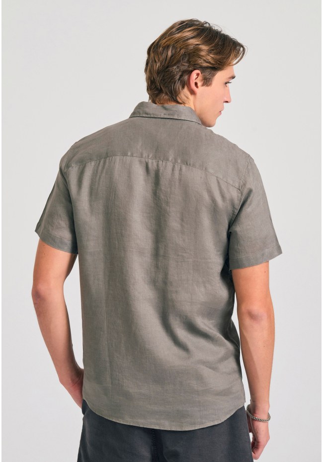 Garment dyed κοντομάνικο λινό πουκάμισο - The essentials