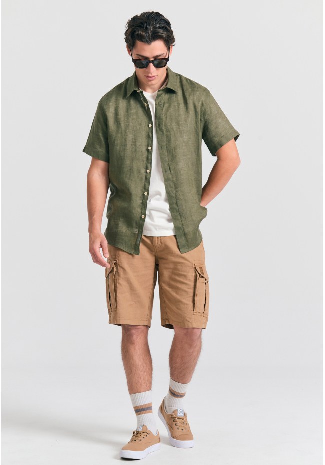 Garment dyed κοντομάνικο λινό πουκάμισο - The essentials
