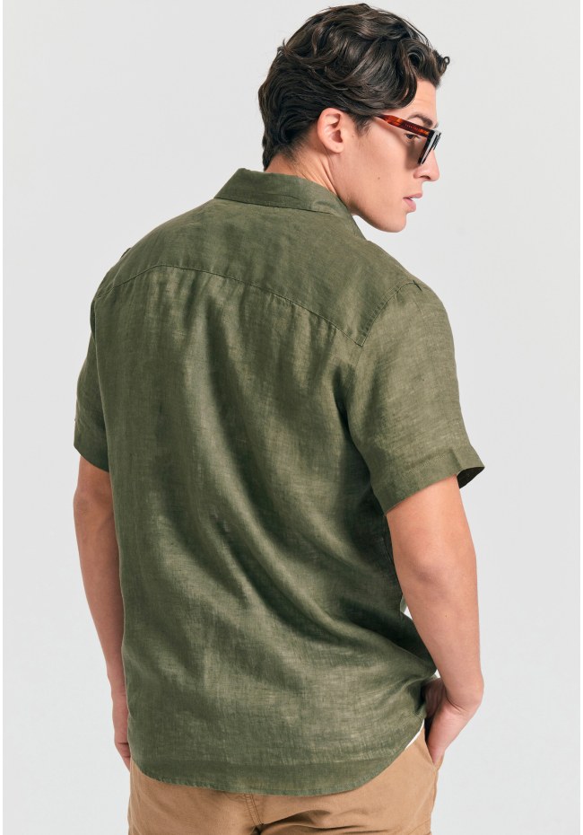 Garment dyed κοντομάνικο λινό πουκάμισο - The essentials