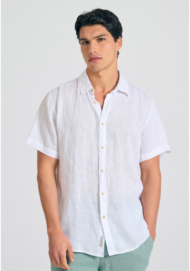 Garment dyed κοντομάνικο λινό πουκάμισο - The essentials