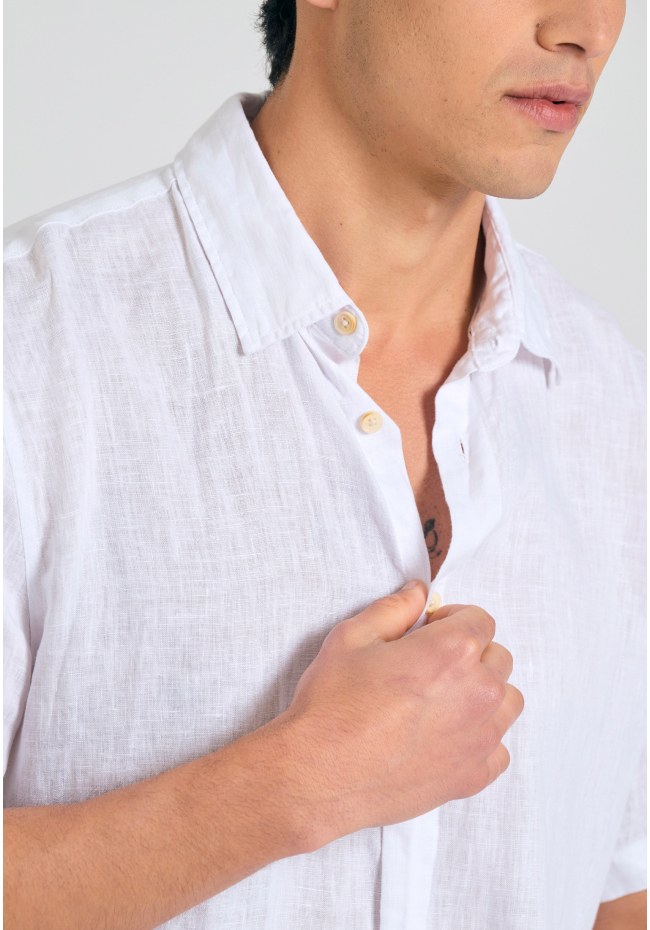 Garment dyed κοντομάνικο λινό πουκάμισο - The essentials