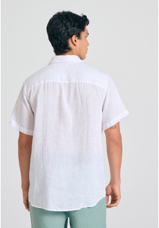 Garment dyed κοντομάνικο λινό πουκάμισο - The essentials