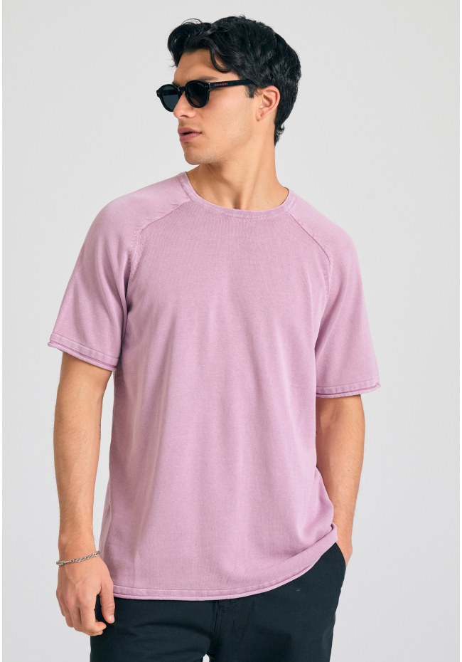 Relaxed fit garment dyed πλεκτή μπλούζα