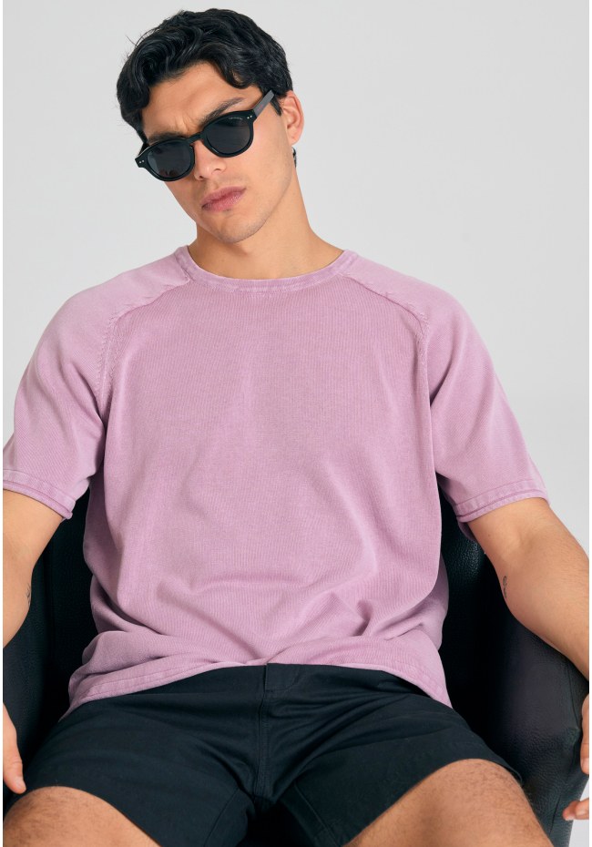 Relaxed fit garment dyed πλεκτή μπλούζα