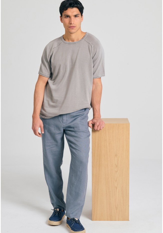 Relaxed fit garment dyed πλεκτή μπλούζα