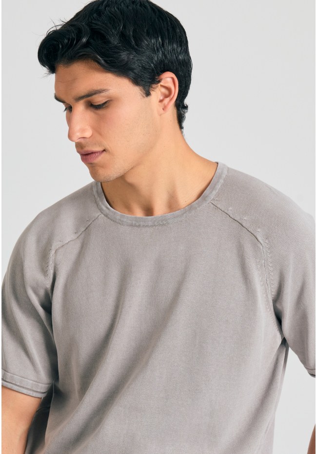 Relaxed fit garment dyed πλεκτή μπλούζα
