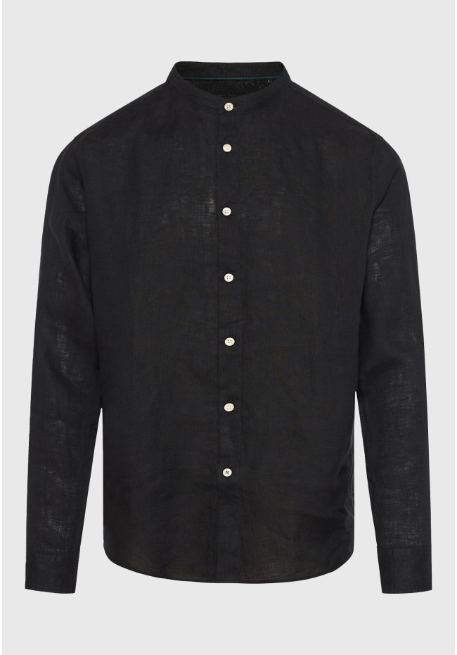 Garment dyed λινό πουκάμισο με λαιμό mao