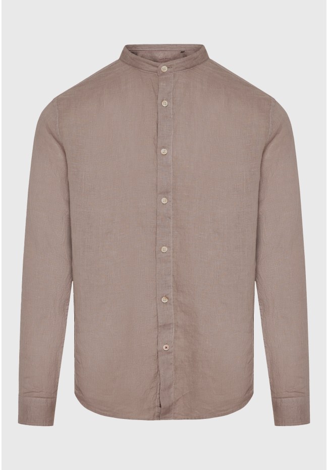 Garment dyed λινό πουκάμισο με λαιμό mao